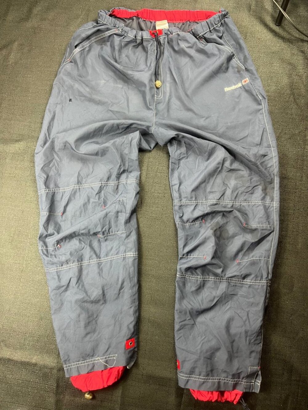 Reebok Vintage Track Pants Size 38 Gray Nylon British Flag Logo